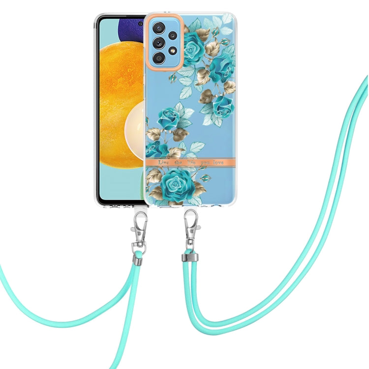 For Samsung Galaxy A52 5G / 4G Flowers Series TPU Phone Case with Lanyard
