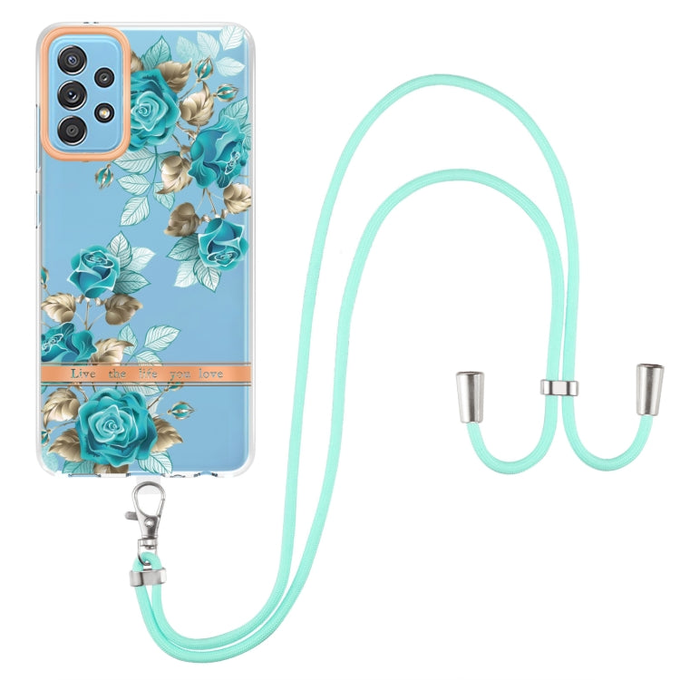 For Samsung Galaxy A52 5G / 4G Flowers Series TPU Phone Case with Lanyard