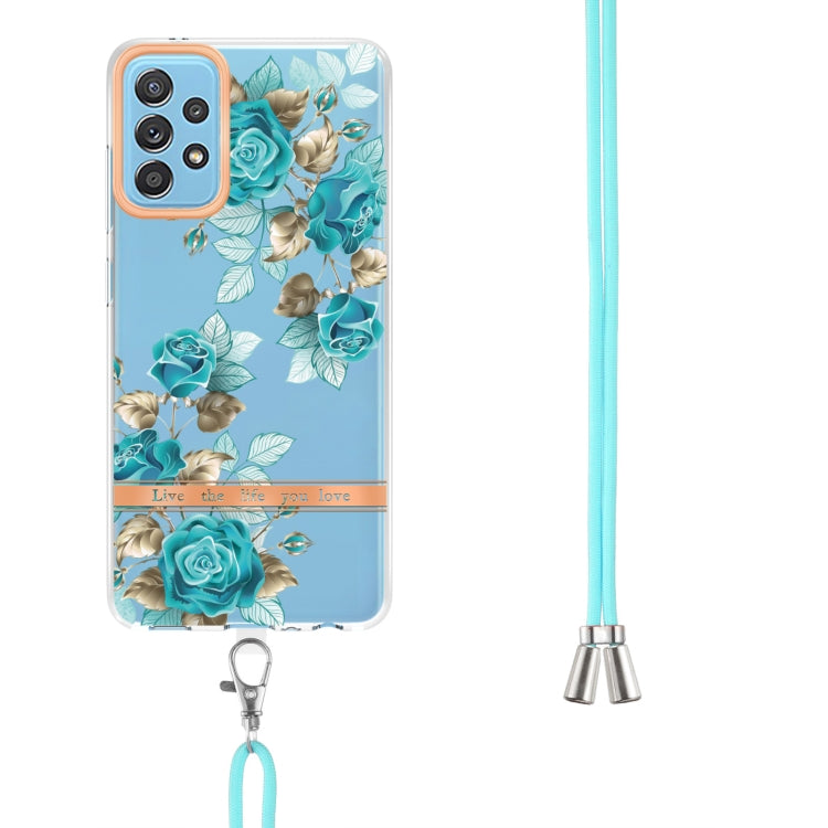For Samsung Galaxy A52 5G / 4G Flowers Series TPU Phone Case with Lanyard