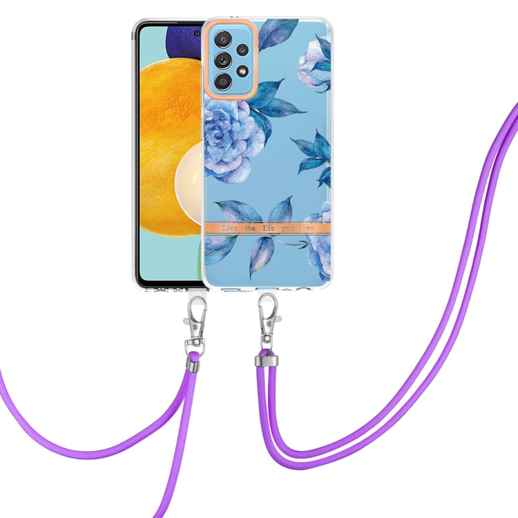 For Samsung Galaxy A52 5G / 4G Flowers Series TPU Phone Case with Lanyard