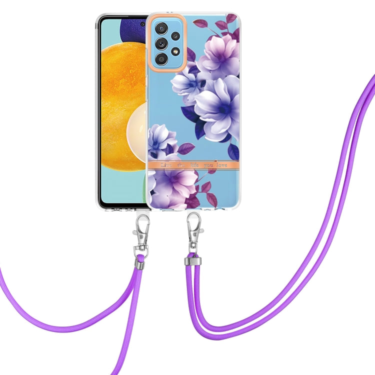 For Samsung Galaxy A52 5G / 4G Flowers Series TPU Phone Case with Lanyard