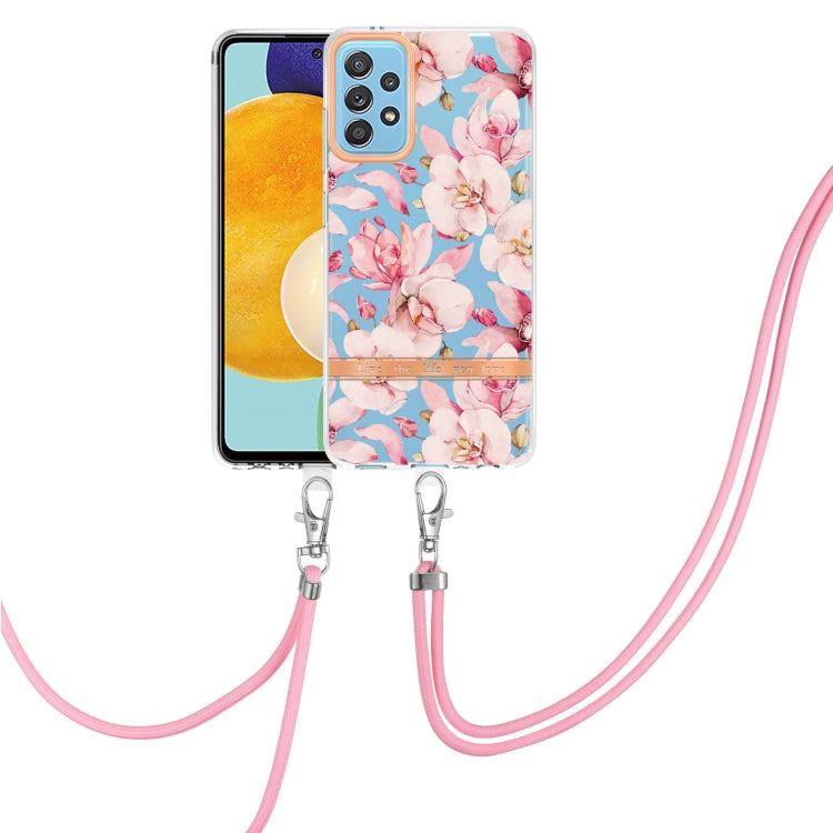 For Samsung Galaxy A52 5G / 4G Flowers Series TPU Phone Case with Lanyard