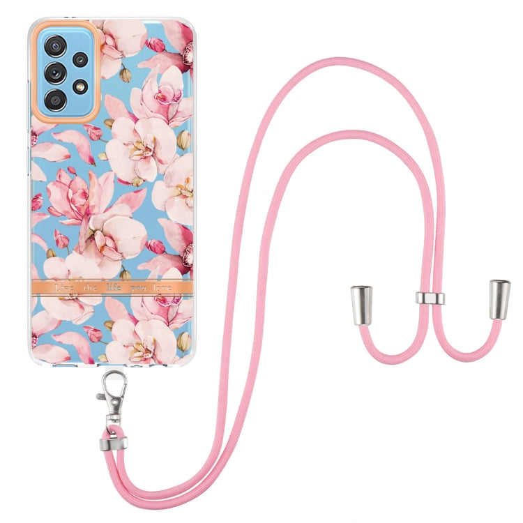 For Samsung Galaxy A52 5G / 4G Flowers Series TPU Phone Case with Lanyard