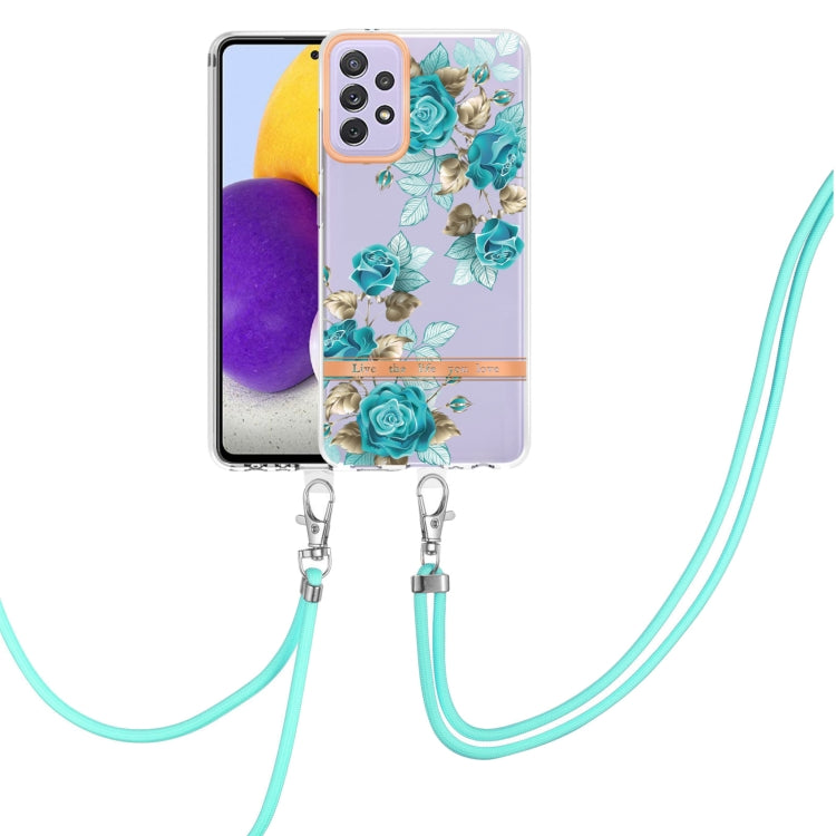 For Samsung Galaxy A72 5G / 4G Flowers Series TPU Phone Case with Lanyard