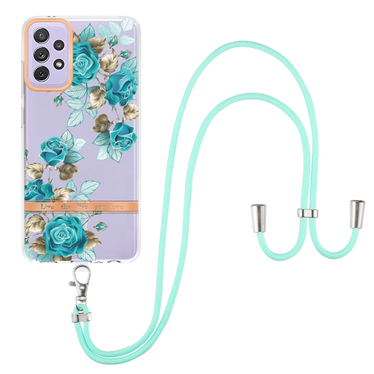 For Samsung Galaxy A72 5G / 4G Flowers Series TPU Phone Case with Lanyard