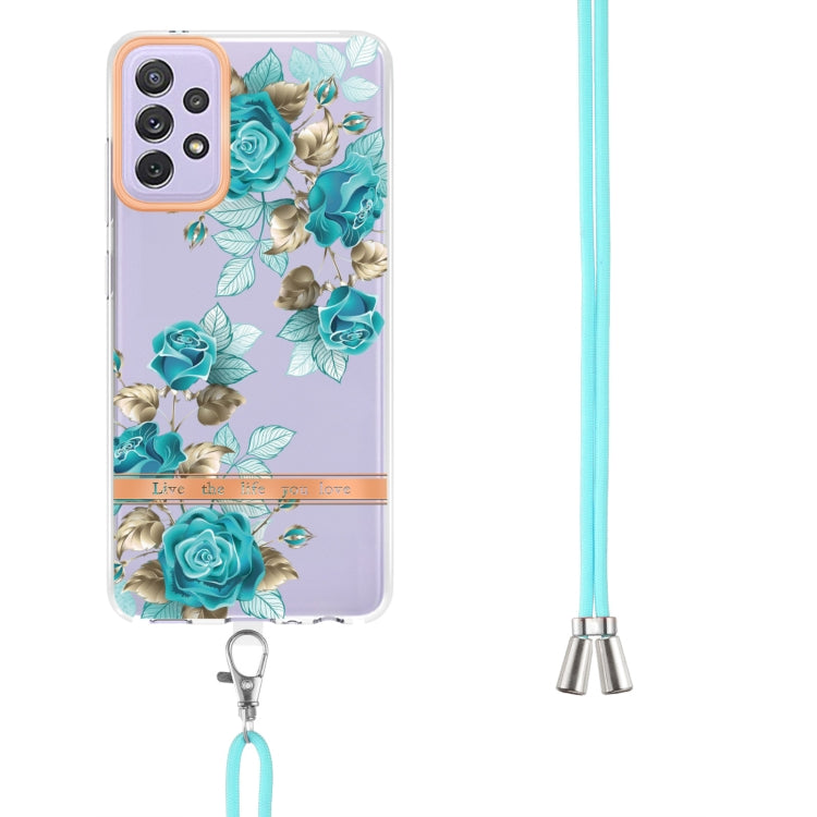 For Samsung Galaxy A72 5G / 4G Flowers Series TPU Phone Case with Lanyard