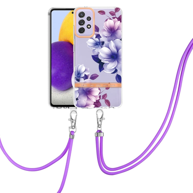 For Samsung Galaxy A72 5G / 4G Flowers Series TPU Phone Case with Lanyard
