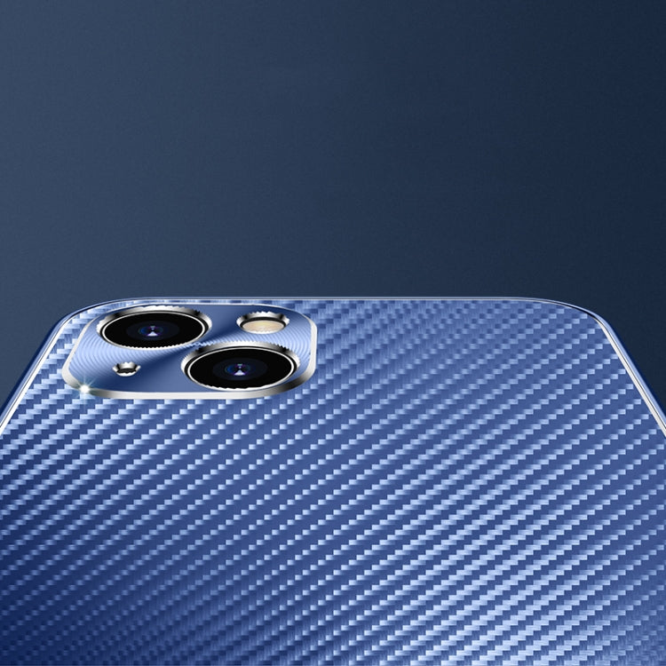 For iPhone 13 Pro Metal Frame Carbon Fiber Phone Case (Blue)