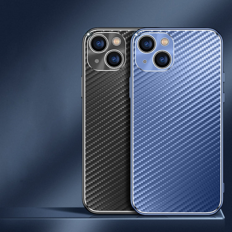 For iPhone 11 Pro Metal Frame Carbon Fiber Phone Case (Black)