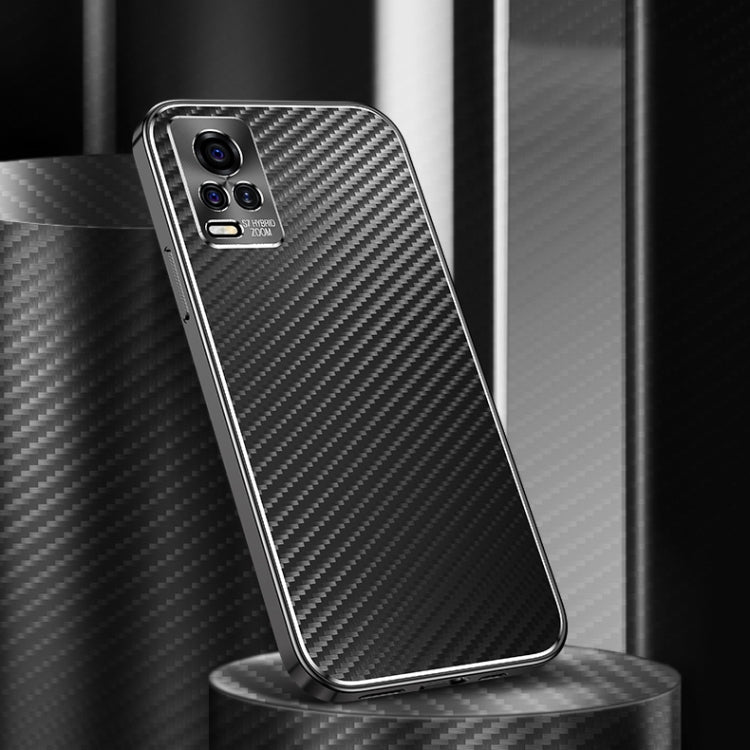 For vivo S7 Metal Frame Carbon Fiber Phone Case