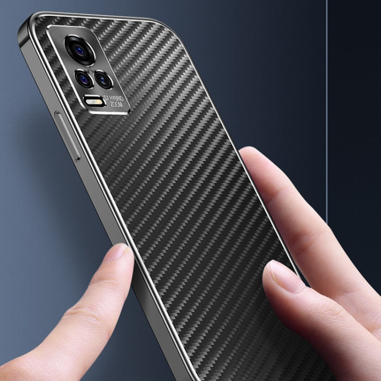 For vivo S7 Metal Frame Carbon Fiber Phone Case