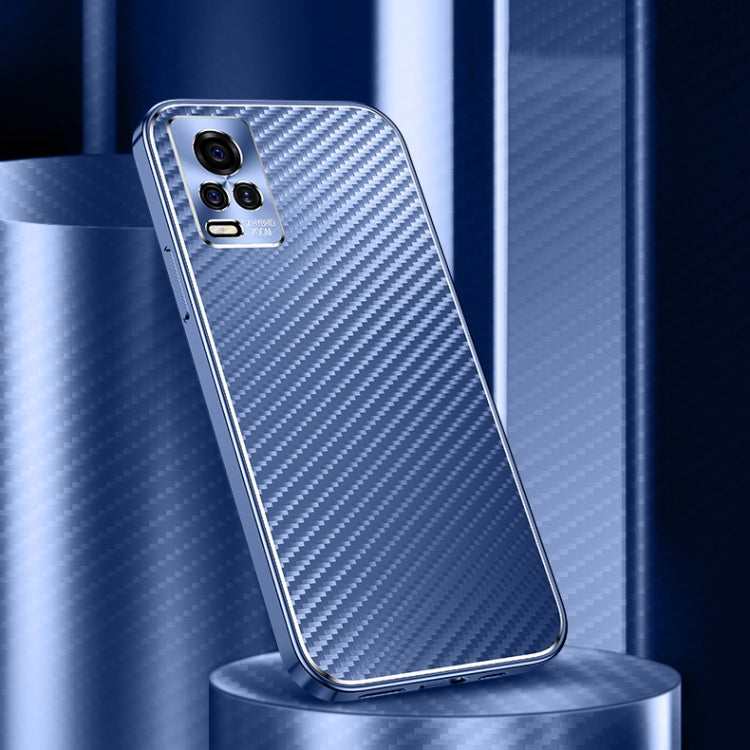 For vivo S7 Metal Frame Carbon Fiber Phone Case