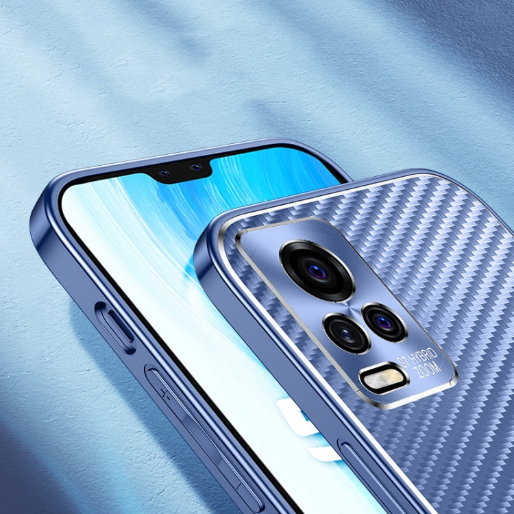 For vivo S7 Metal Frame Carbon Fiber Phone Case
