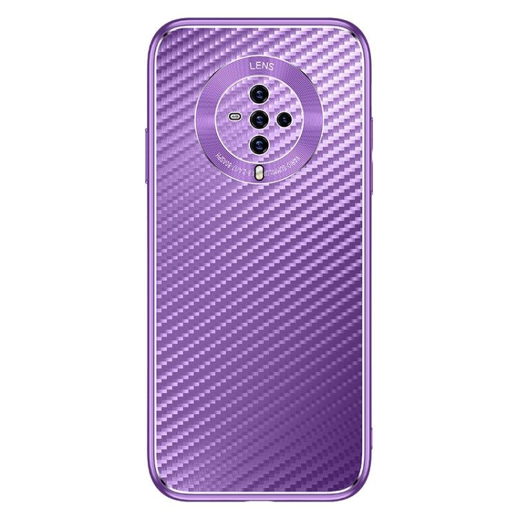 For vivo S6 Metal Frame Carbon Fiber Phone Case(Purple)