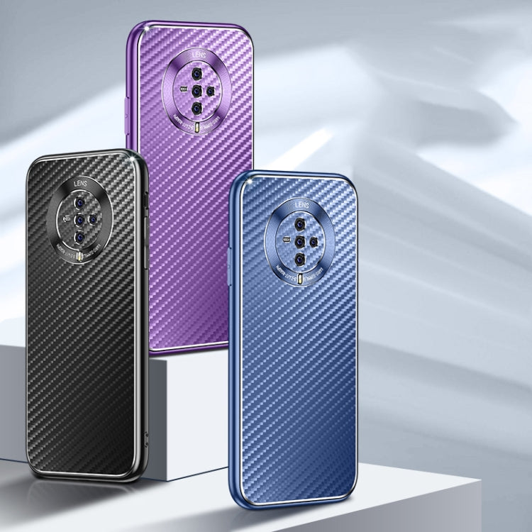 For vivo S6 Metal Frame Carbon Fiber Phone Case(Purple)