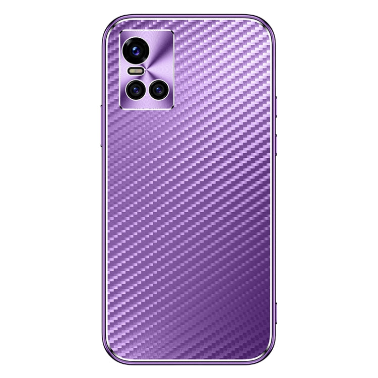 For vivo S10 Metal Frame Carbon Fiber Phone Case(Purple)