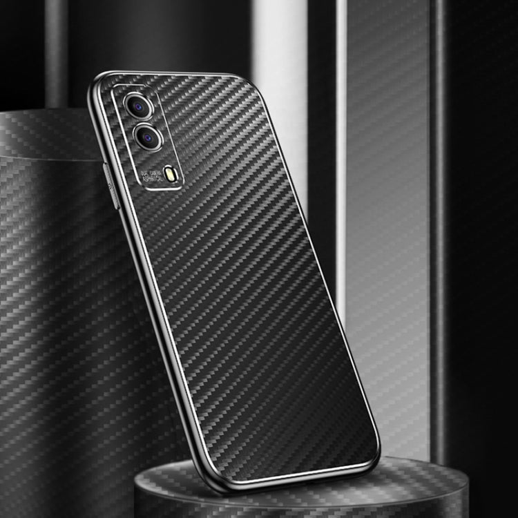 For vivo Y53s Metal Frame Carbon Fiber Phone Case