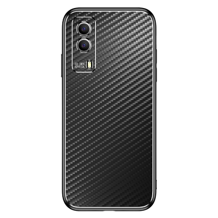 For vivo Y53s Metal Frame Carbon Fiber Phone Case