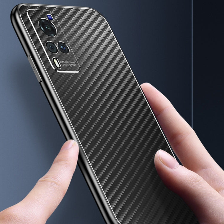 For vivo X60 Pro Metal Frame Carbon Fiber Phone Case