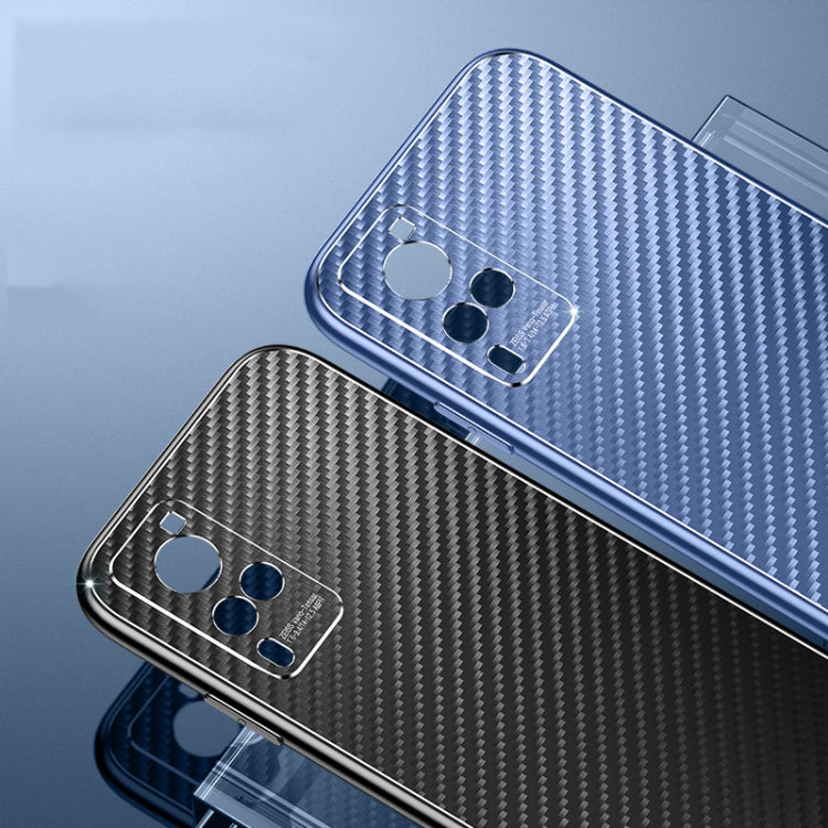 For vivo X60 Pro Metal Frame Carbon Fiber Phone Case