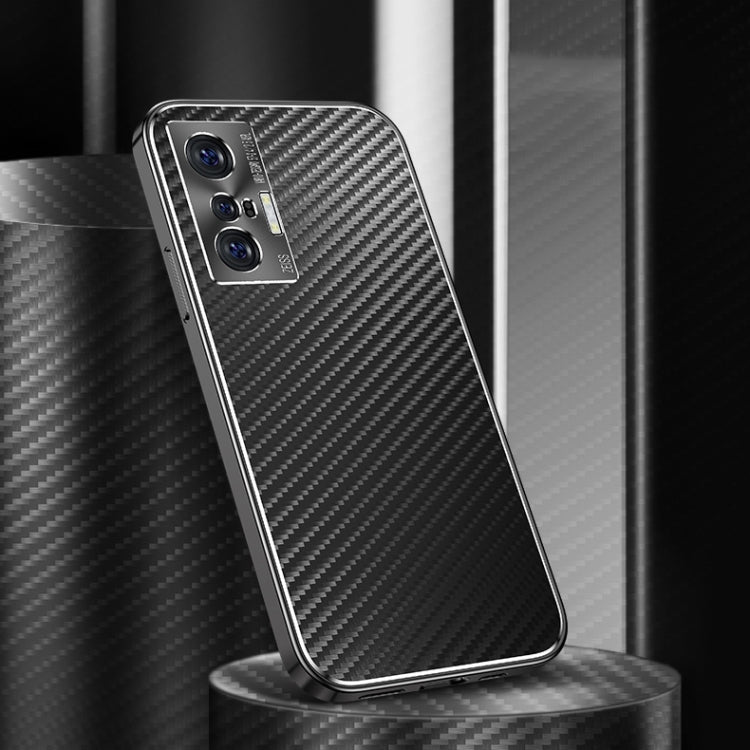 For vivo X70 Metal Frame Carbon Fiber Phone Case