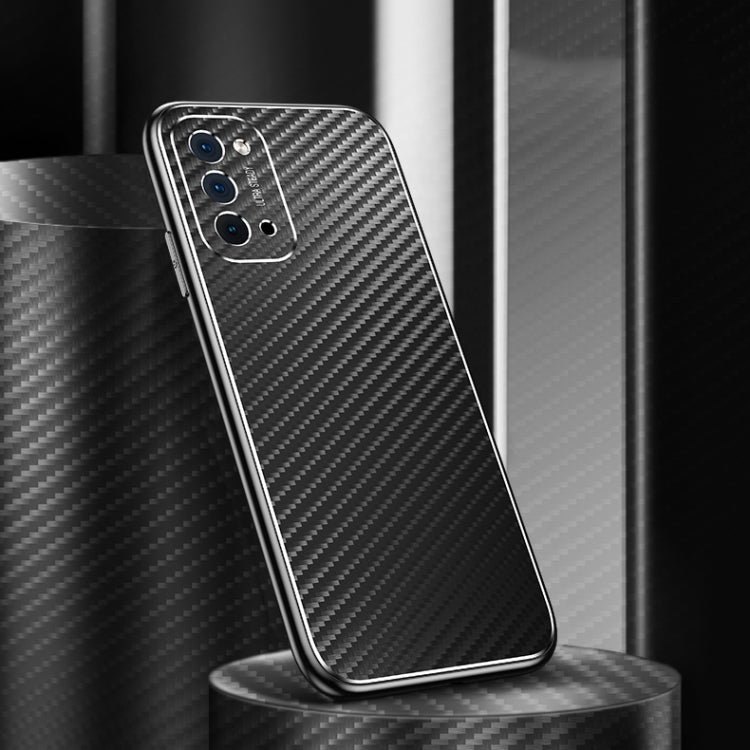 For OPPO Reno4 Pro Metal Frame Carbon Fiber Phone Case