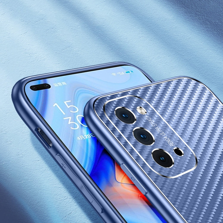 For OPPO Reno4 Pro Metal Frame Carbon Fiber Phone Case