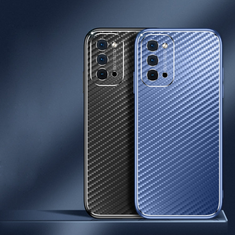 For OPPO Reno4 SE Metal Frame Carbon Fiber Phone Case