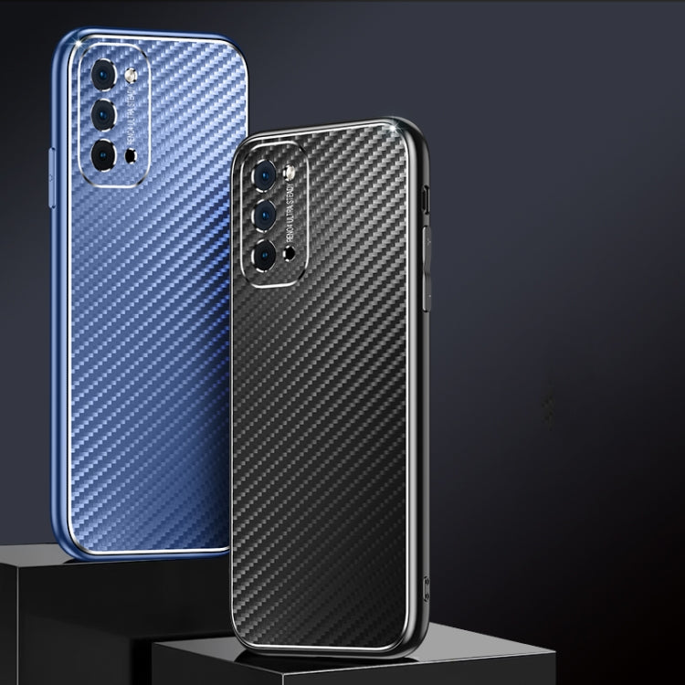 For OPPO Reno4 SE Metal Frame Carbon Fiber Phone Case