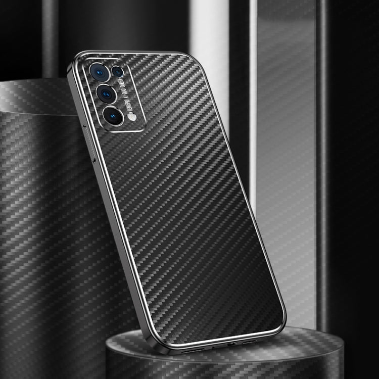 For OPPO Reno5 Pro 5G Metal Frame Carbon Fiber Phone Case