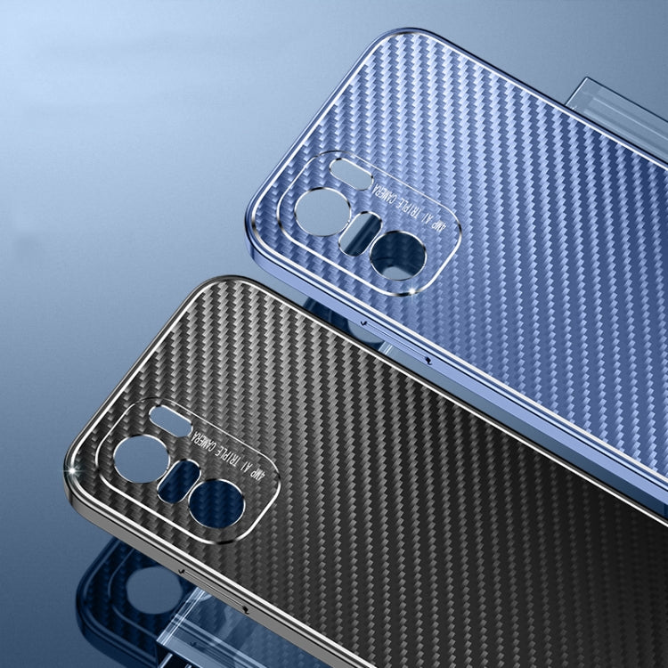 For Xiaomi Redmi K40 / K40 Pro Metal Frame Carbon Fiber Phone Case(Blue)