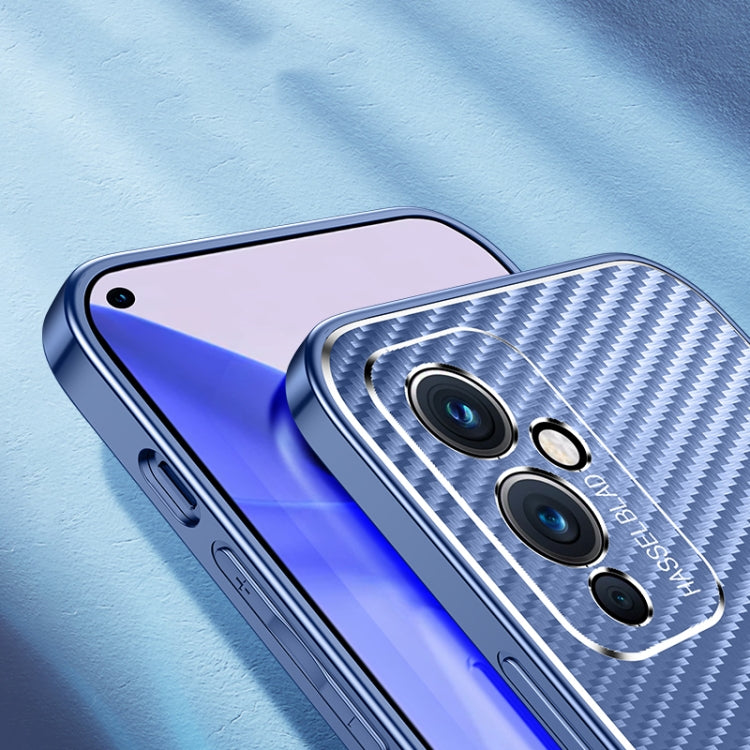For OnePlus 9R Metal Frame Carbon Fiber Phone Case