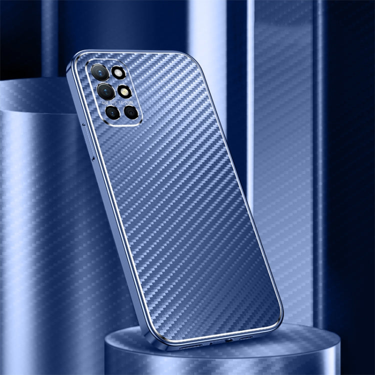For OnePlus 9R Metal Frame Carbon Fiber Phone Case