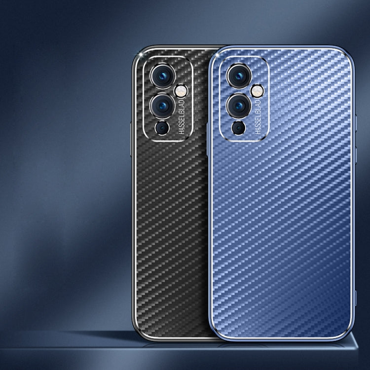 For OnePlus 9R Metal Frame Carbon Fiber Phone Case