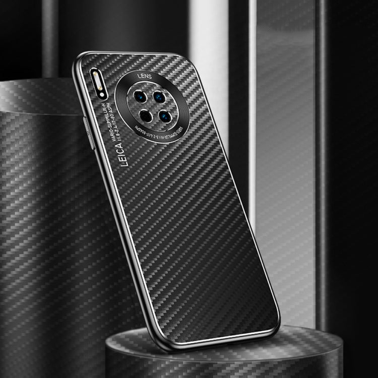 For Huawei Mate 30 Metal Frame Carbon Fiber Phone Case