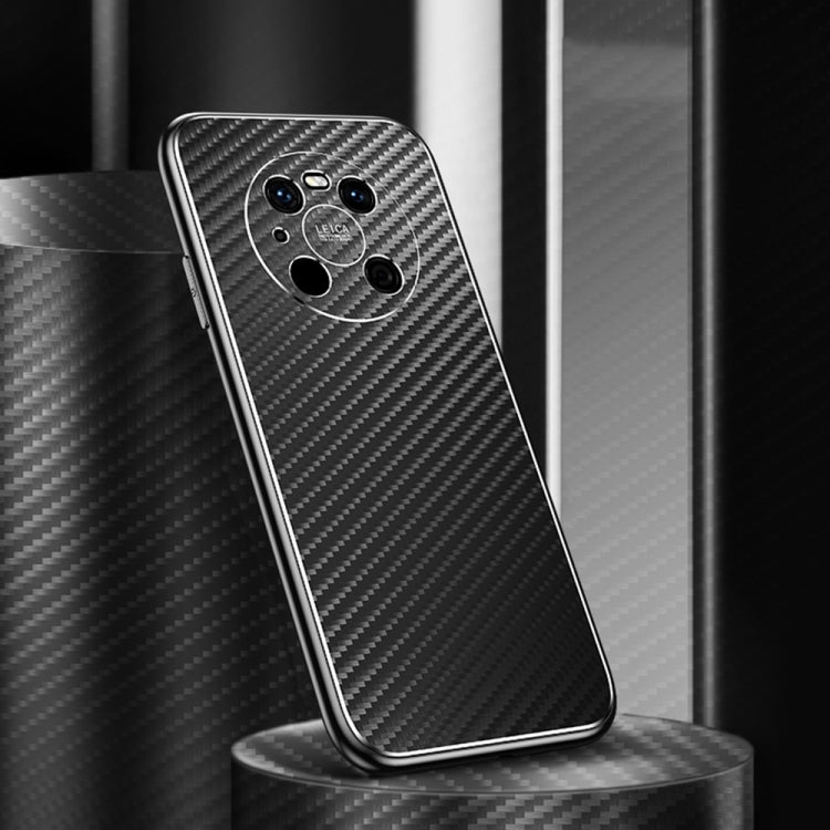 For Huawei Mate 40 Pro Metal Frame Carbon Fiber Phone Case