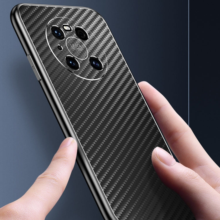 For Huawei Mate 40 Pro Metal Frame Carbon Fiber Phone Case