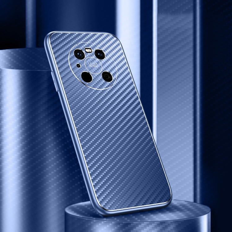 For Huawei Mate 40 Pro Metal Frame Carbon Fiber Phone Case