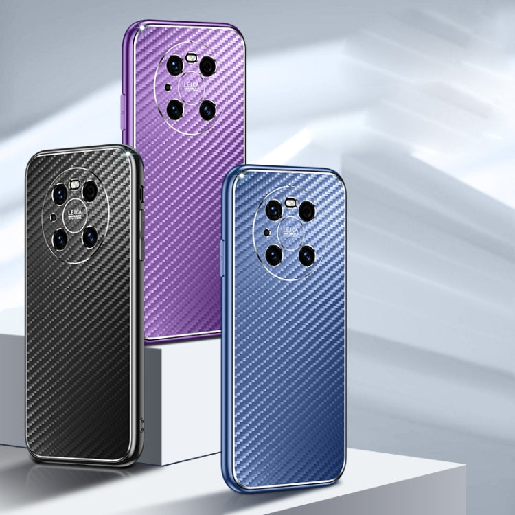 For Huawei Mate 40 Pro Metal Frame Carbon Fiber Phone Case