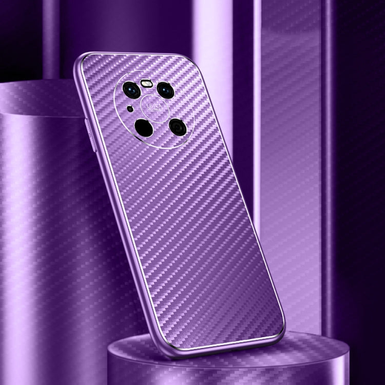 For Huawei Mate 40 Pro Metal Frame Carbon Fiber Phone Case