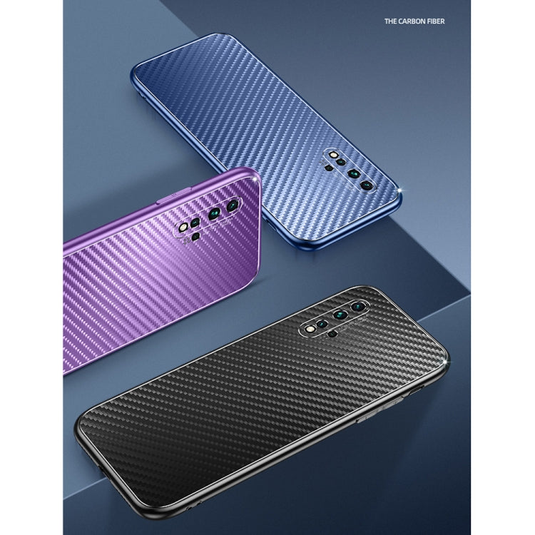 For Huawei nova 5 Metal Frame Carbon Fiber Phone Case(Black)