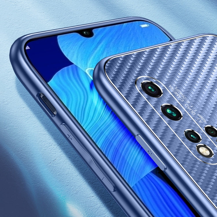 For Huawei nova 5 Metal Frame Carbon Fiber Phone Case(Black)