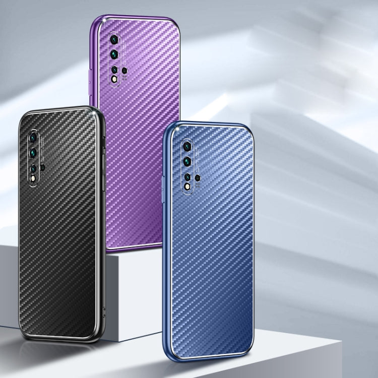 For Huawei nova 6 5G Metal Frame Carbon Fiber Phone Case(Black)