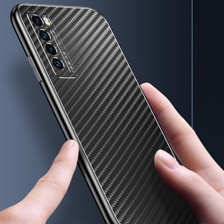 For Huawei nova 7 Pro 5G Metal Frame Carbon Fiber Phone Case