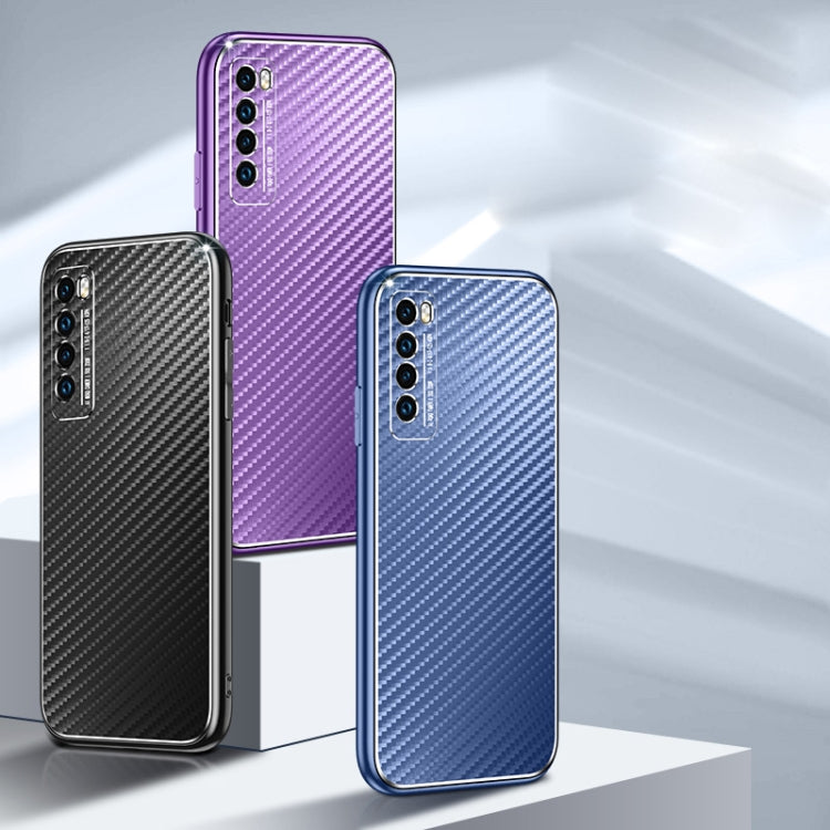 For Huawei nova 7 Pro 5G Metal Frame Carbon Fiber Phone Case