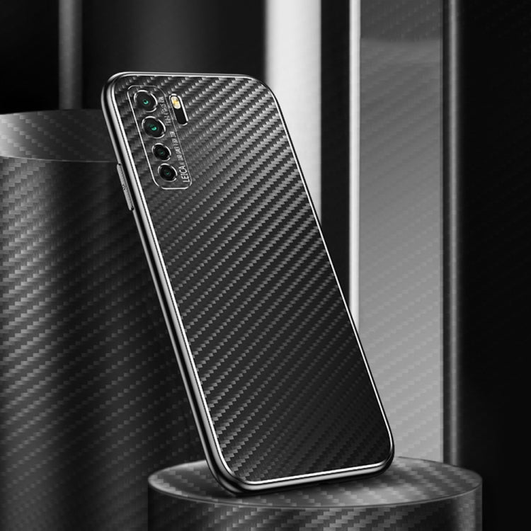For Huawei nova 7 SE Metal Frame Carbon Fiber Phone Case