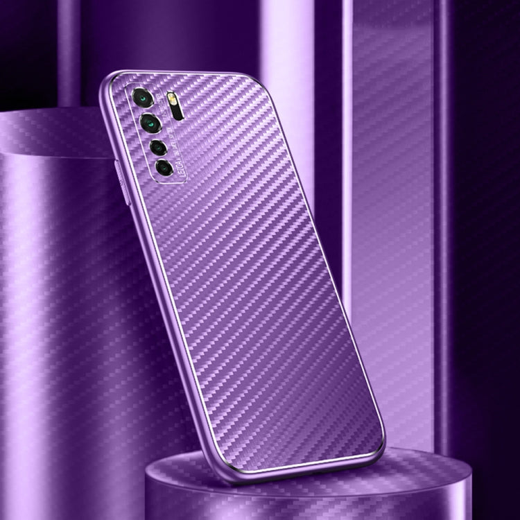 For Huawei nova 7 SE Metal Frame Carbon Fiber Phone Case