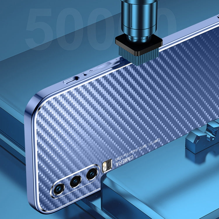 For Huawei P30 Metal Frame Carbon Fiber Phone Case(Blue)