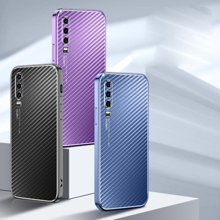 For Huawei P30 Pro Metal Frame Carbon Fiber Phone Case(Black)