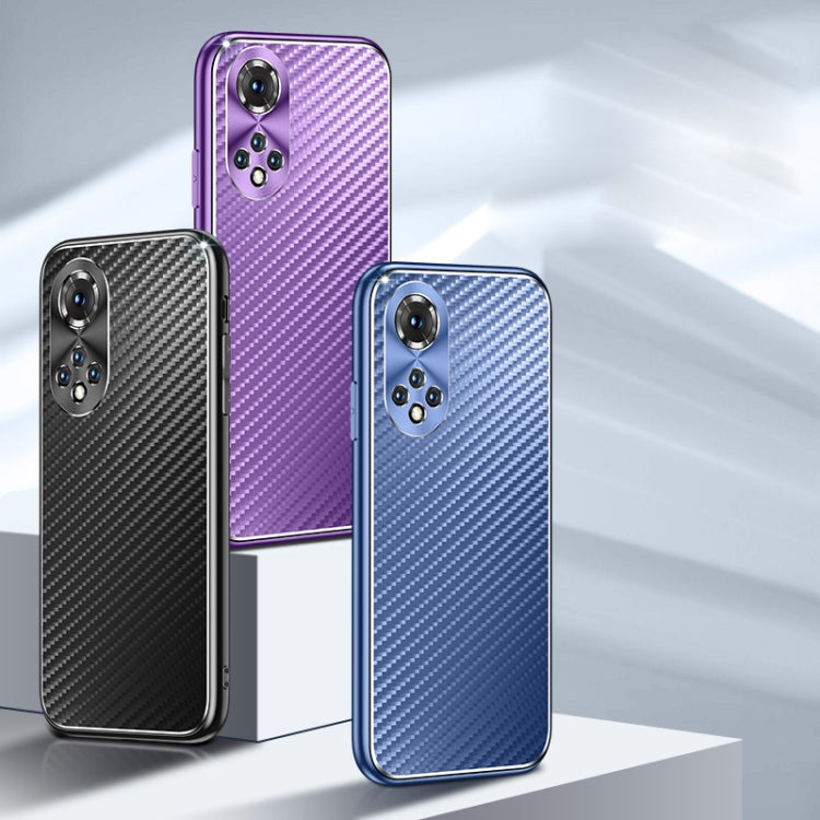 For Honor 50 Pro / nova 9 Pro Metal Frame Carbon Fiber Phone Case(Purple)